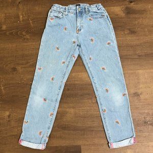 GAP Jeans with Embroidered Hearts & Rainbows. Size 10